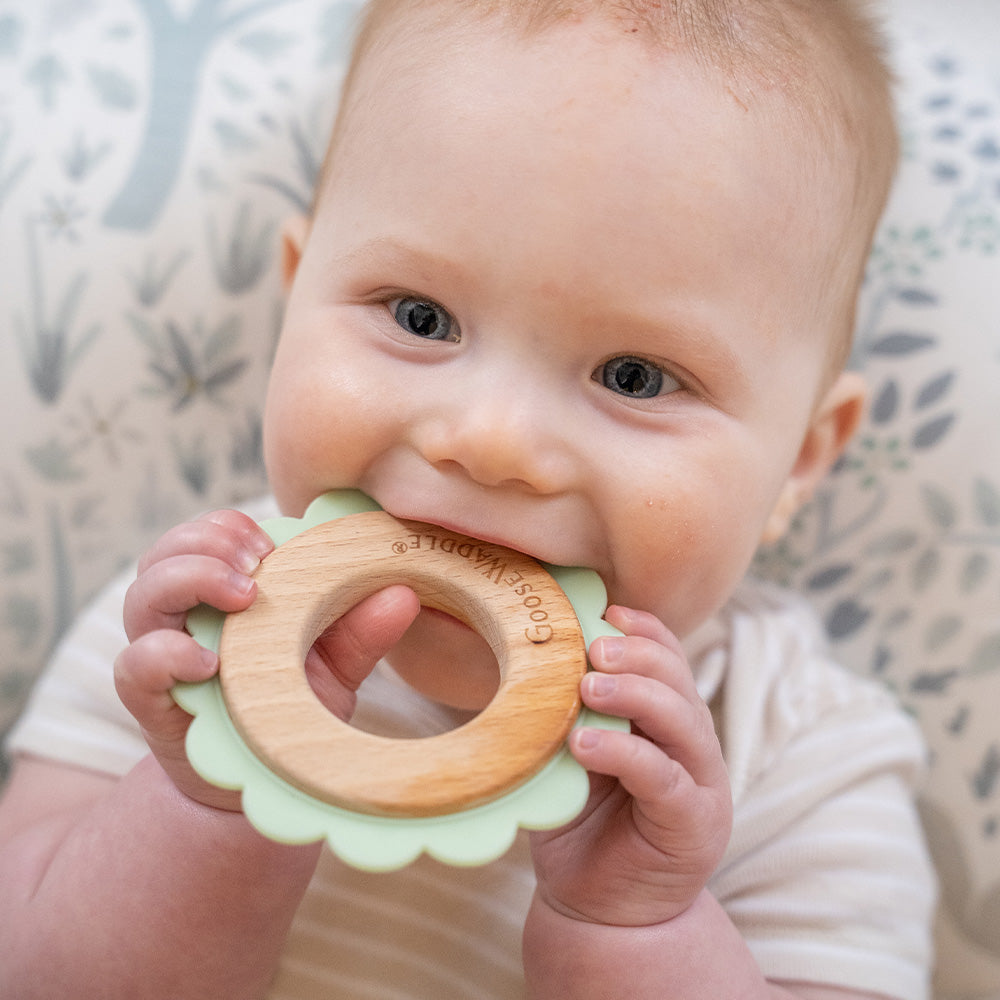 Lion Mint Animal Teether Wooden + Silicone - HoneyBug