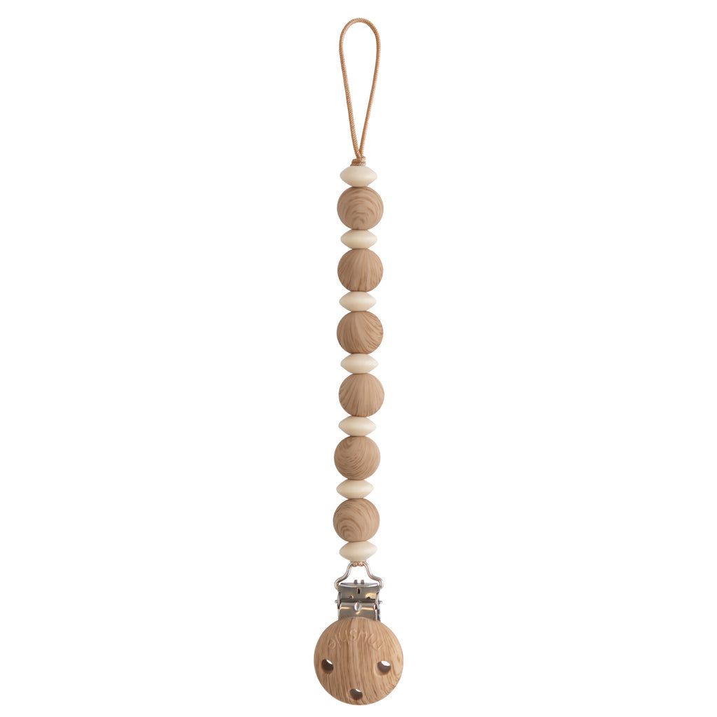 Silicone Pacifier Clip | Luna - Faux Wood - HoneyBug