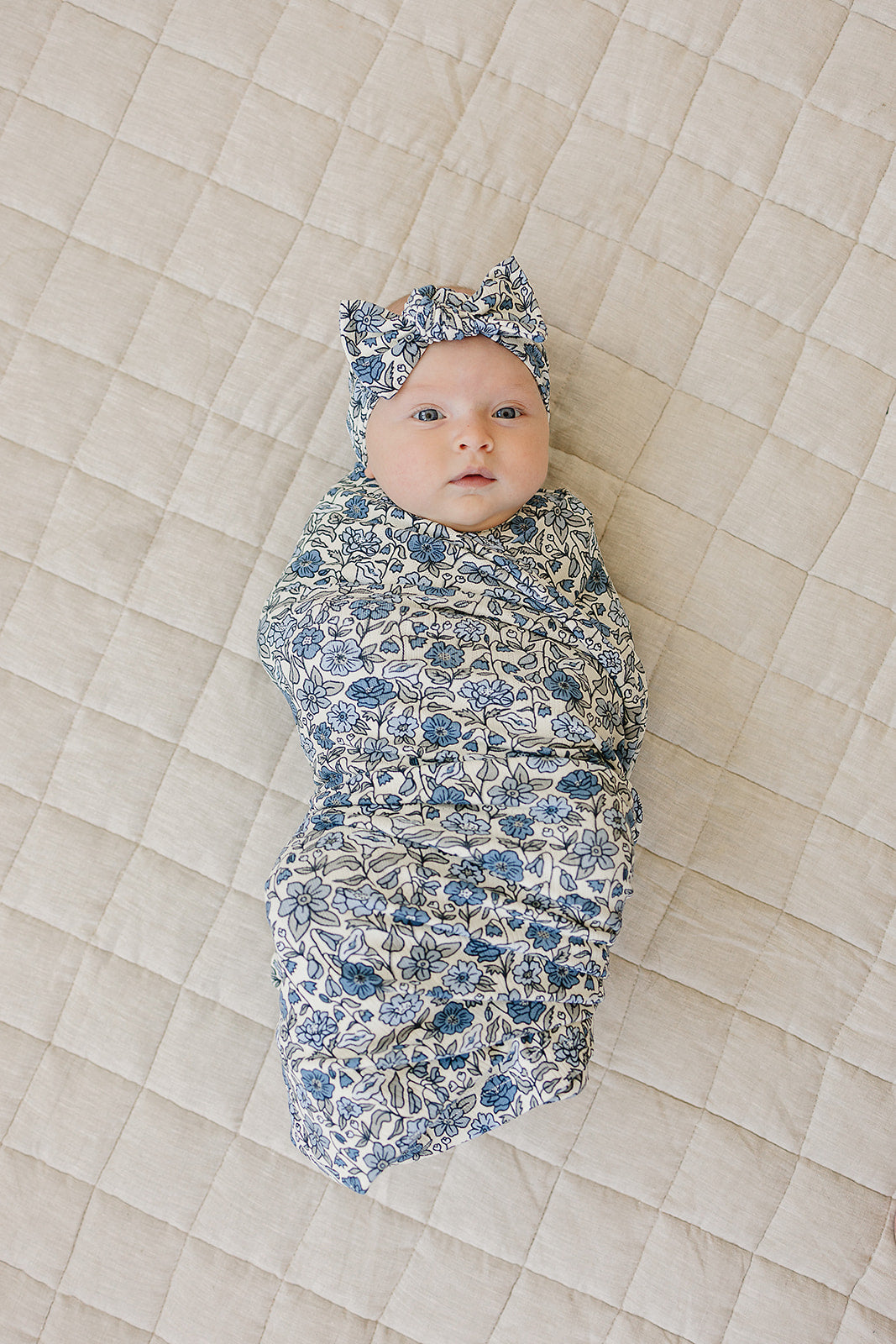 Bluebell Pointelle Bamboo Stretch Swaddle - HoneyBug