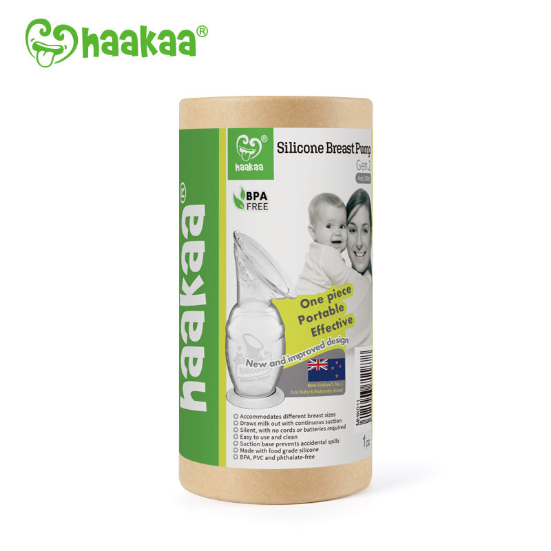 Haakaa Gen 2 Silicone Breast Pump with Suction Base 4 oz and Silicone Flower Stopper Set - HoneyBug