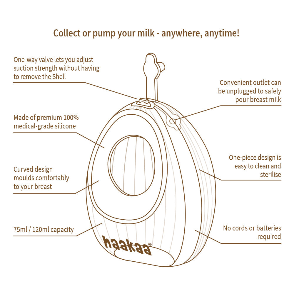 Haakaa Shell Wearable Silicone Breast Pump - HoneyBug