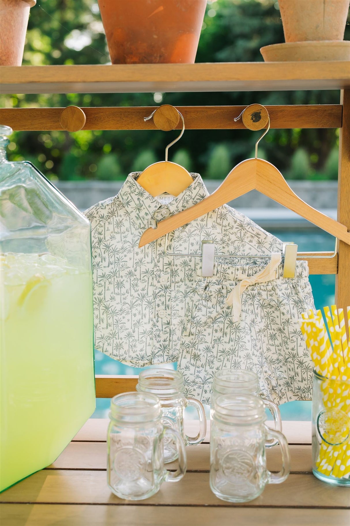 Palm Tree Linen Cotton Shorts - HoneyBug