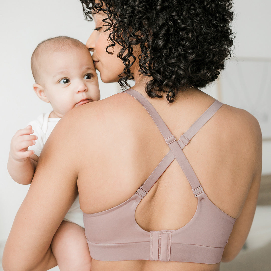 Minimalist Hands-Free Pumping & Nursing Plunge Bra | Lilac Stone - HoneyBug