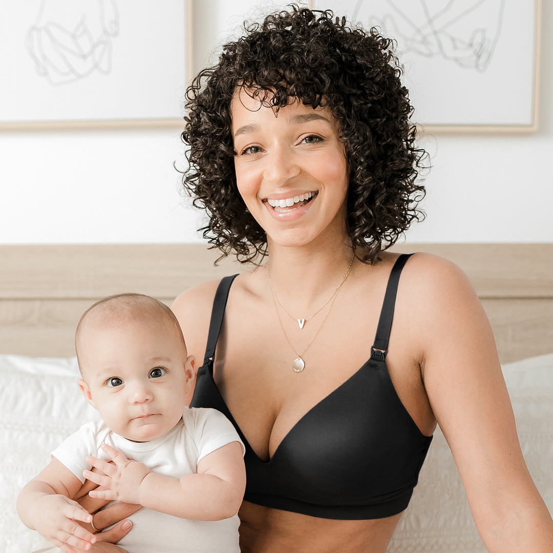 Minimalist Maternity & Nursing Plunge Bra | Black - HoneyBug