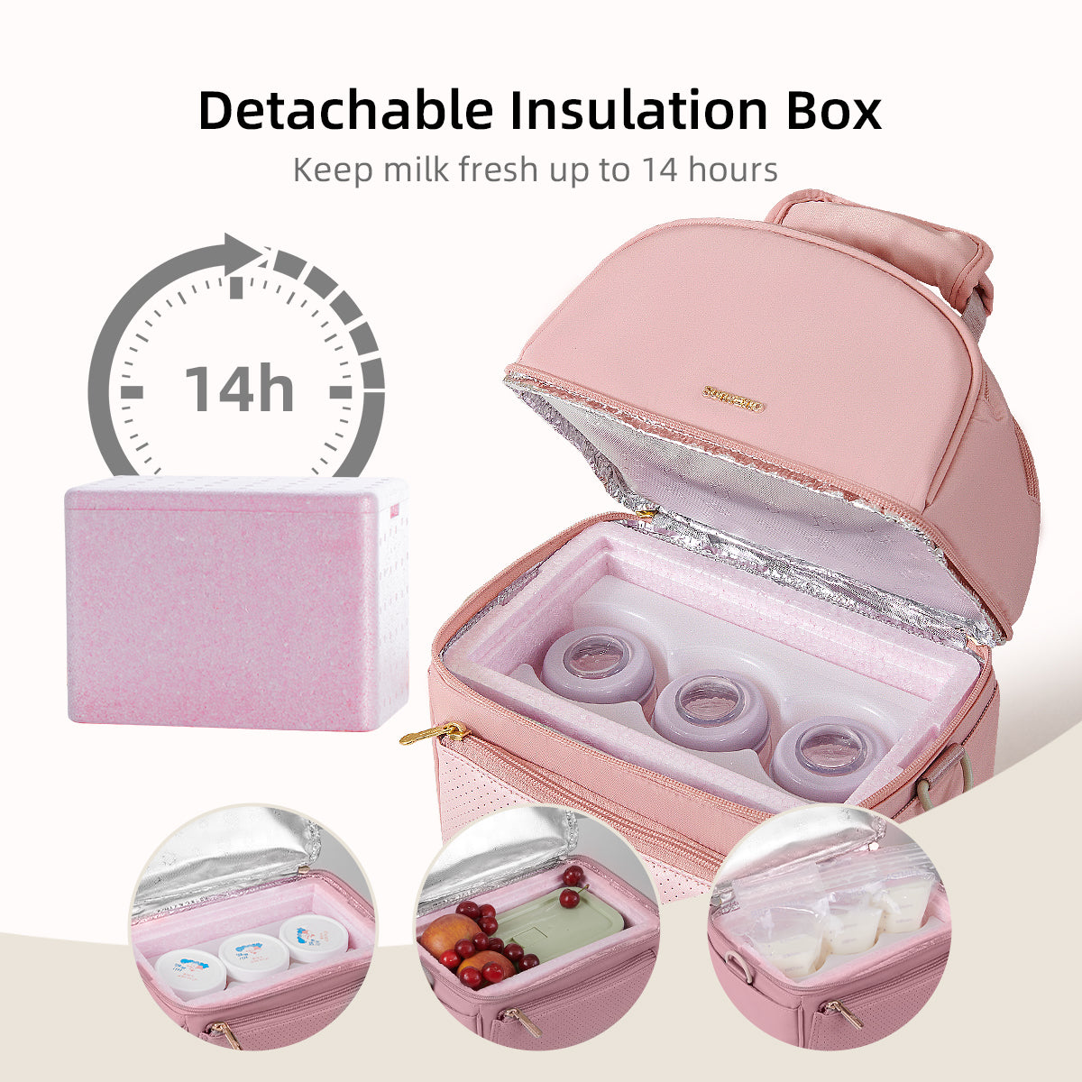 Breastmilk Cooler Bag with Detachable Insulation Box Set