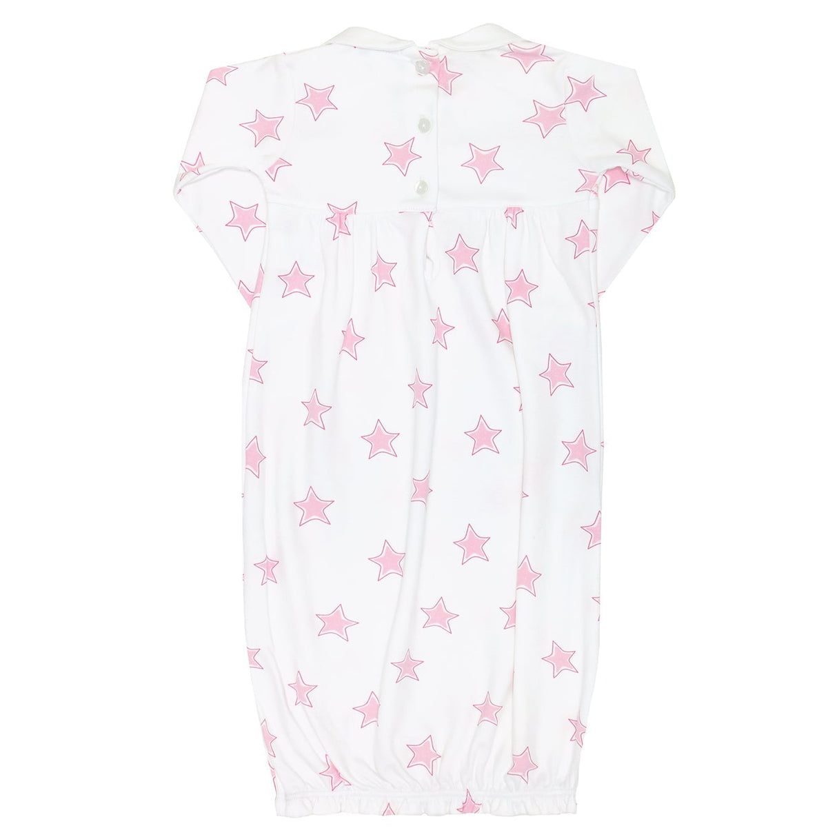 Pink Stars Print Smocked Gown