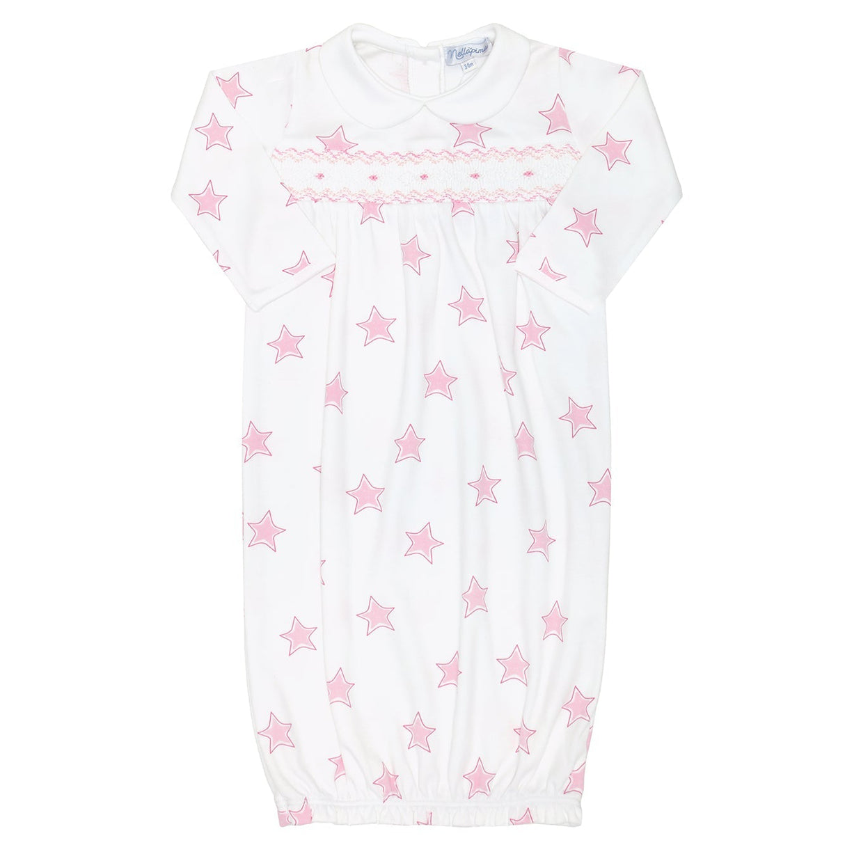 Pink Stars Print Smocked Gown