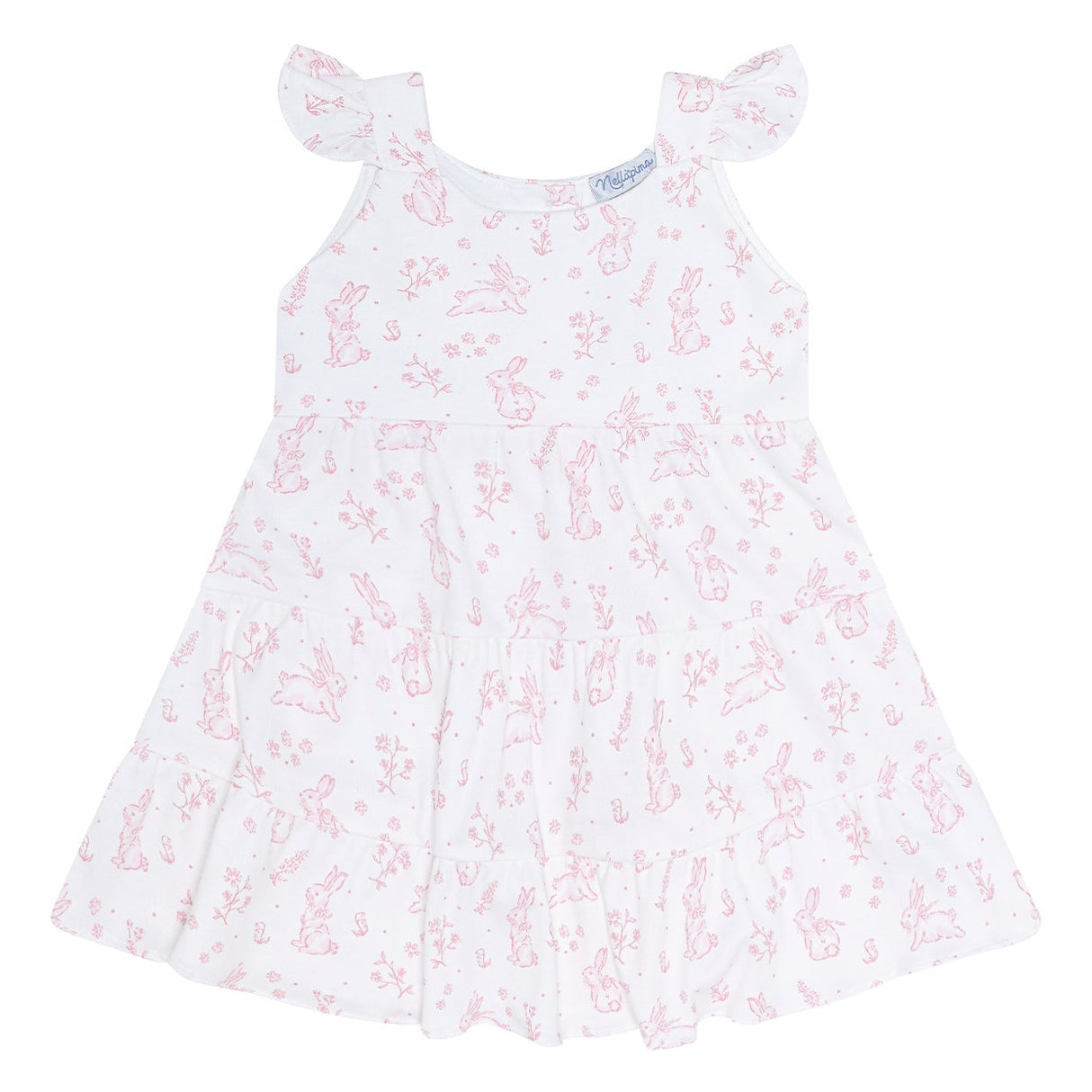 Pink Bunny Toile Ruffle Dress