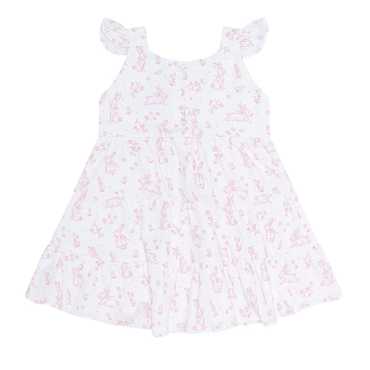 Pink Bunny Toile Ruffle Dress