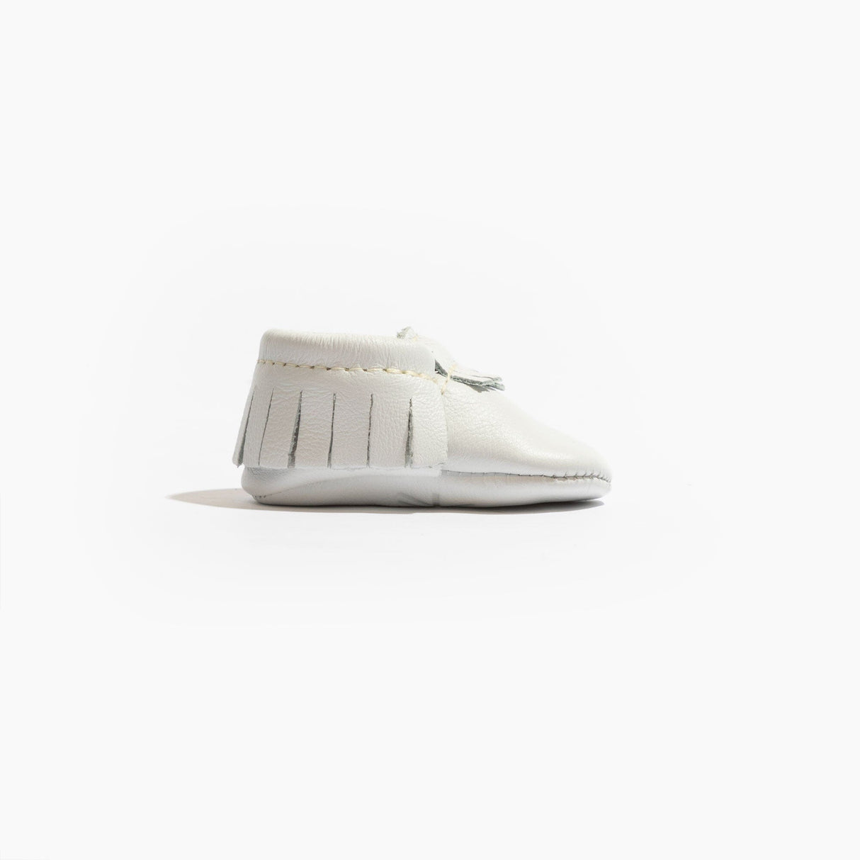 Newborn Bright White Moccasin Baby Shoe - HoneyBug