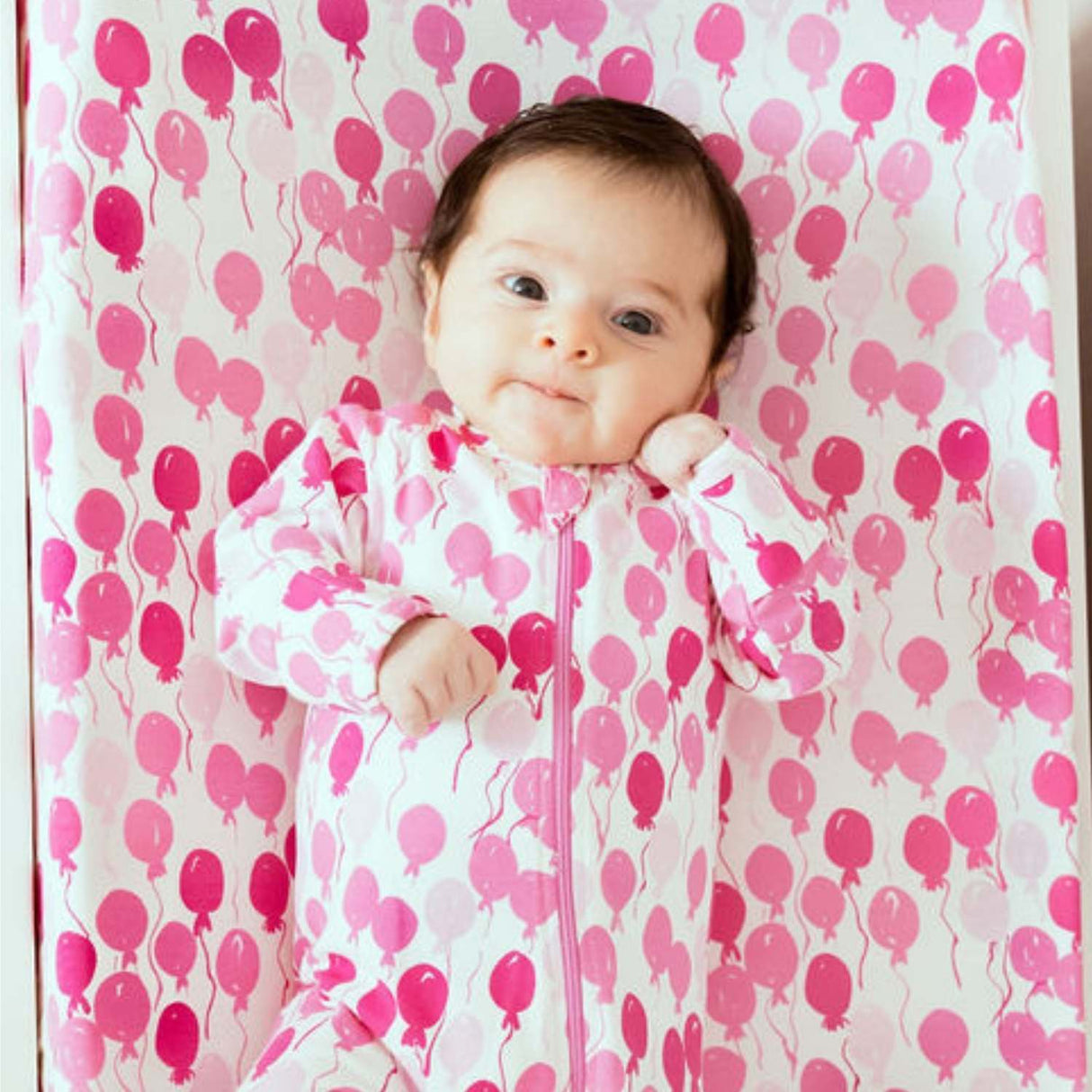 Organic Changing Pad Cover - Pink Balloons