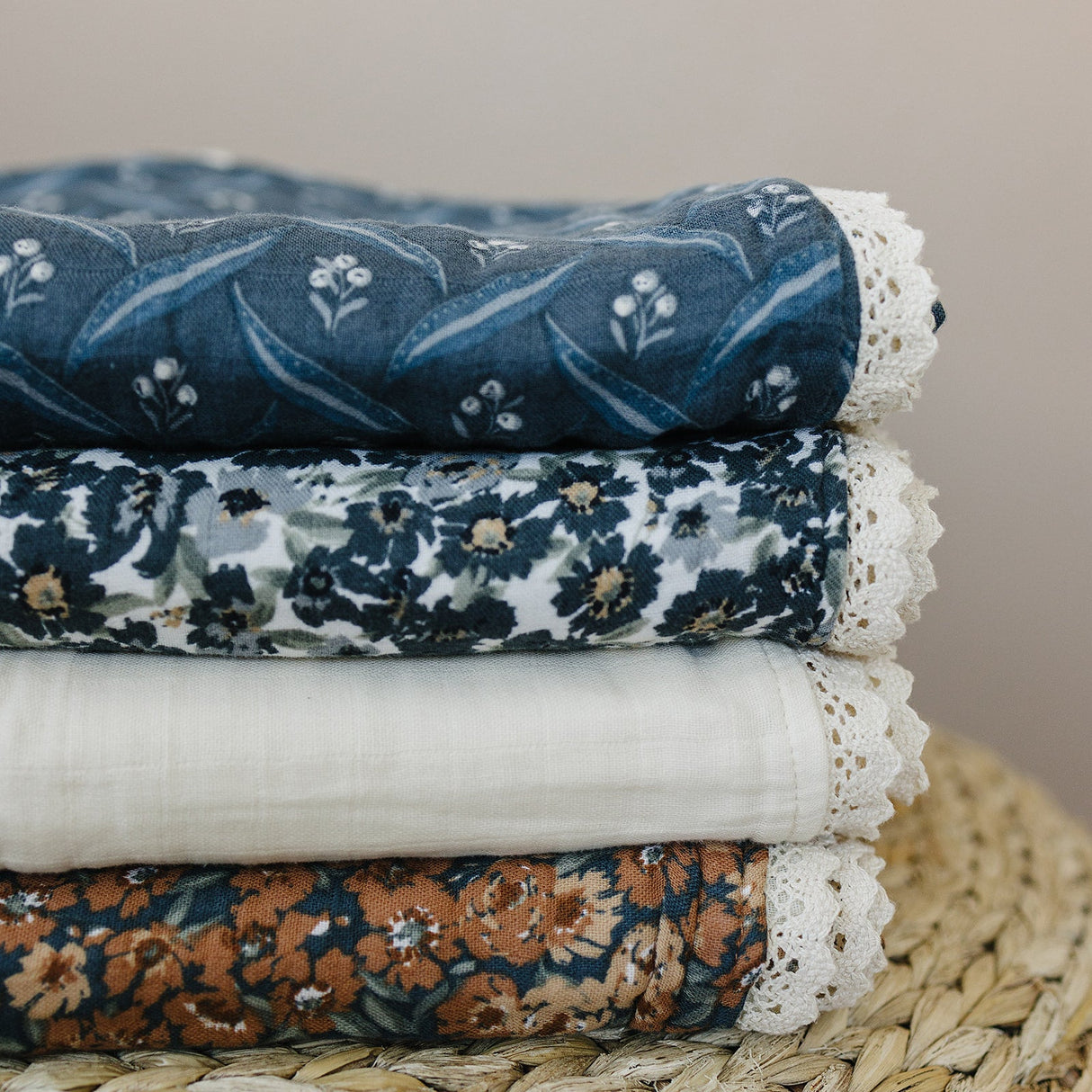 Venetian Floral + Autumn Bloom Lace Muslin Quilt - HoneyBug