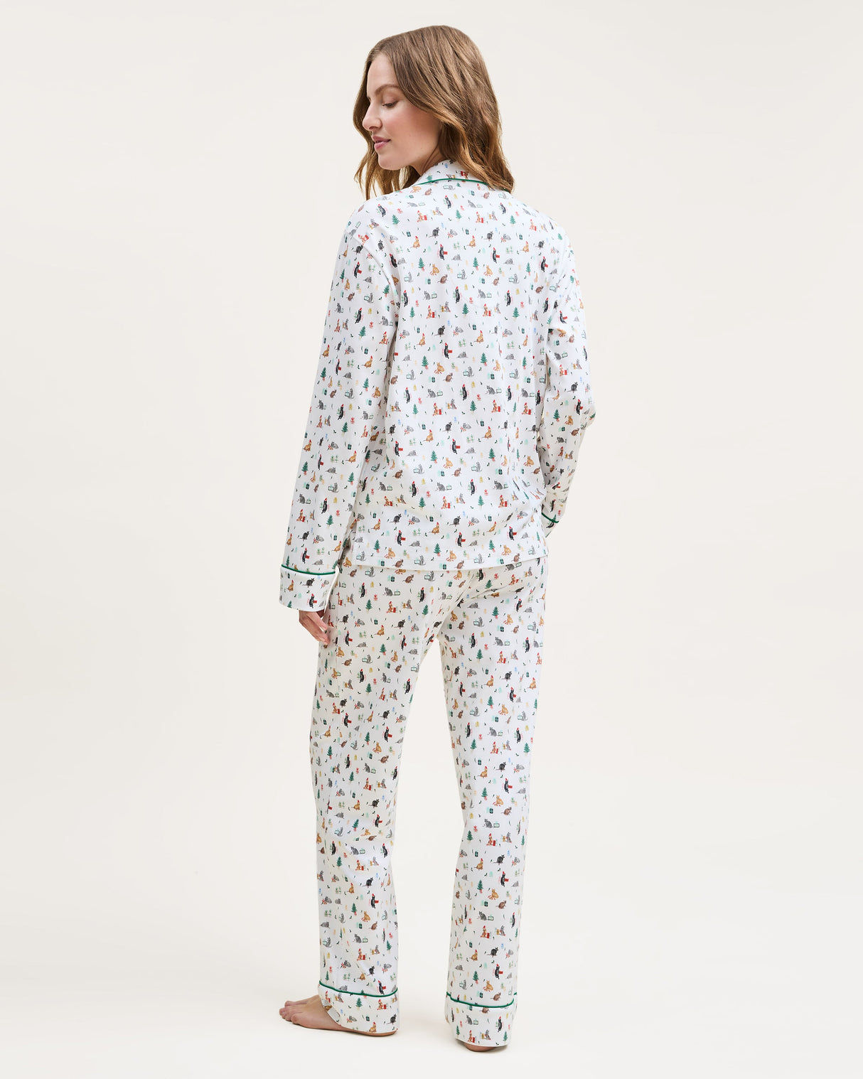 Women's Pima Pajama Set in Merry Meow - HoneyBug