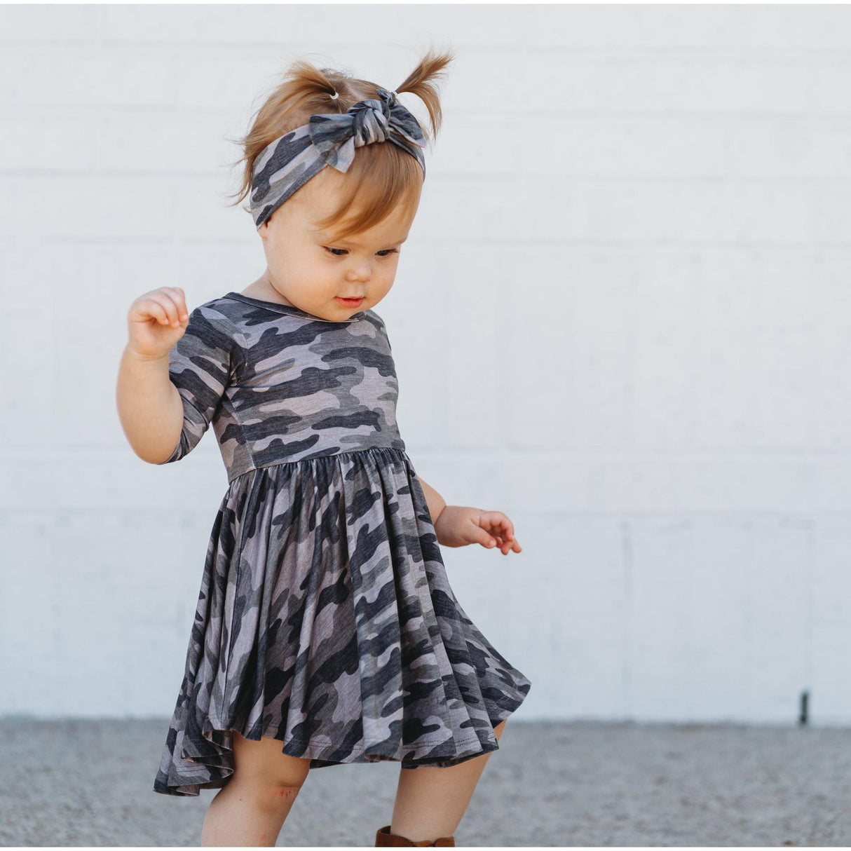 MID SLEEVE BAMBOO DRESS- Chris Camo - HoneyBug