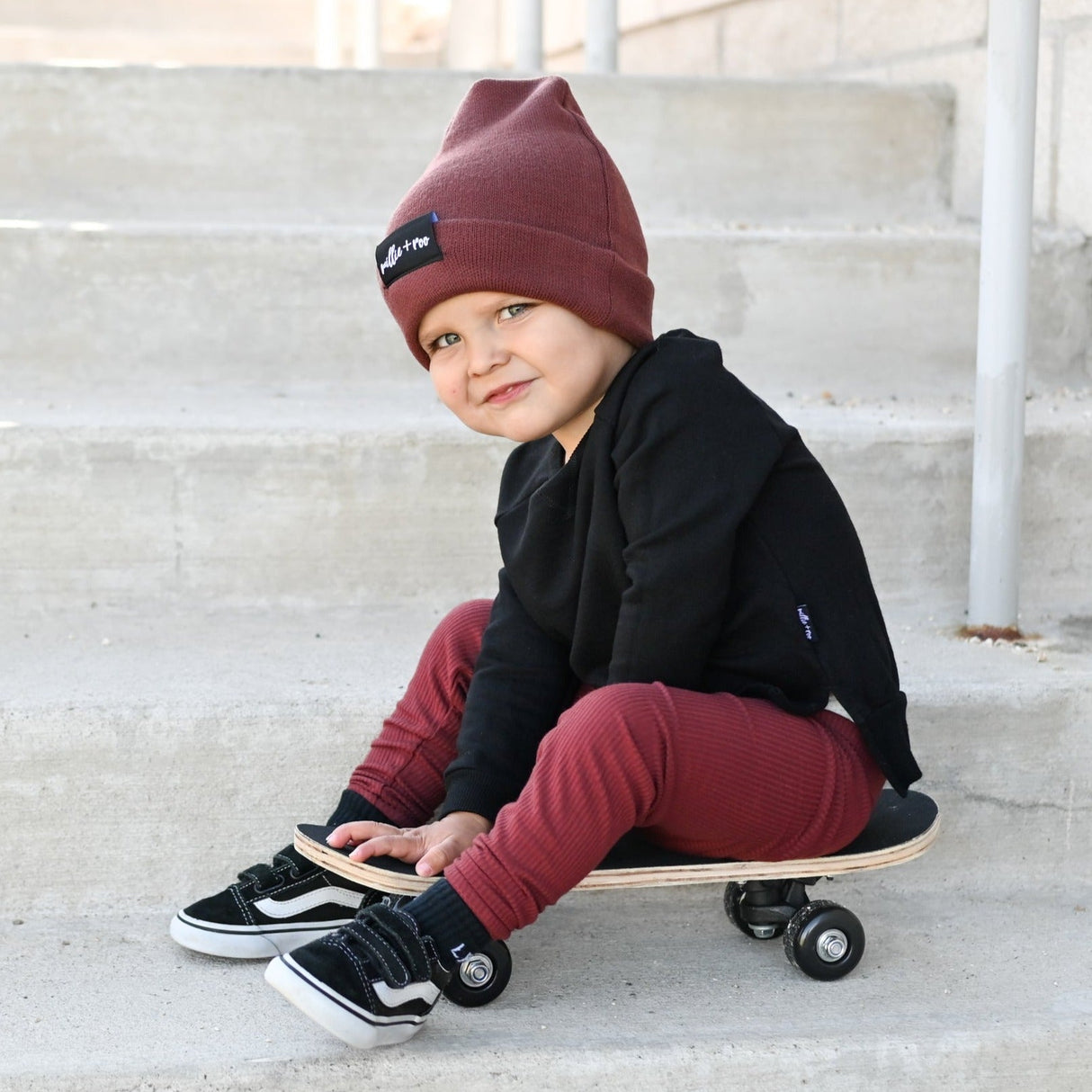 BAMBOO CUFF BEANIE- Oxblood - HoneyBug