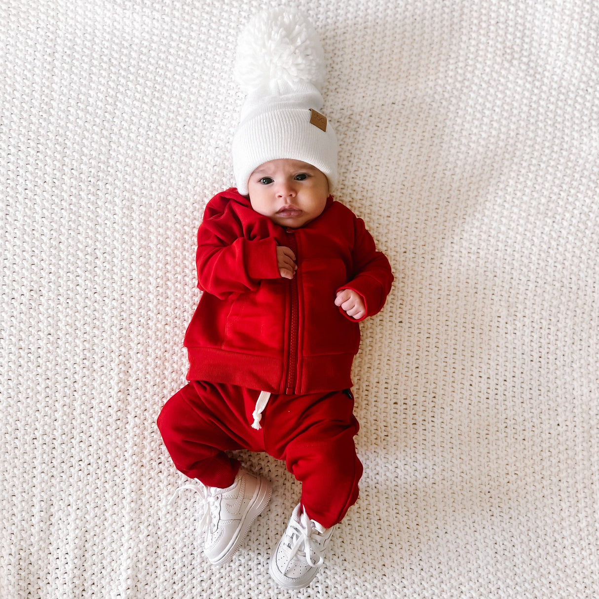 ZIP HOODIE- Red Bamboo French Terry - HoneyBug