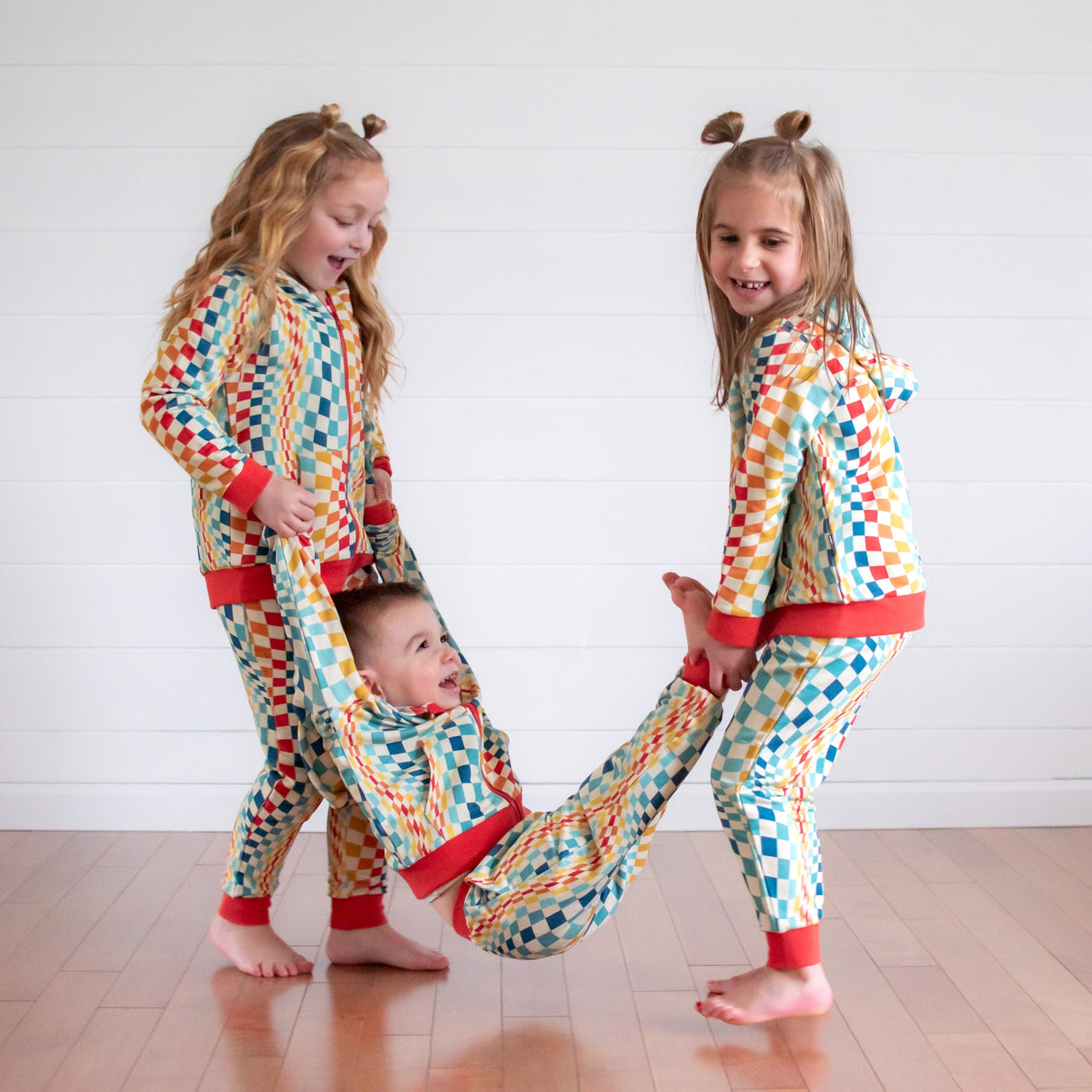 JOGGERS- Groovy Check Bamboo French Terry - HoneyBug