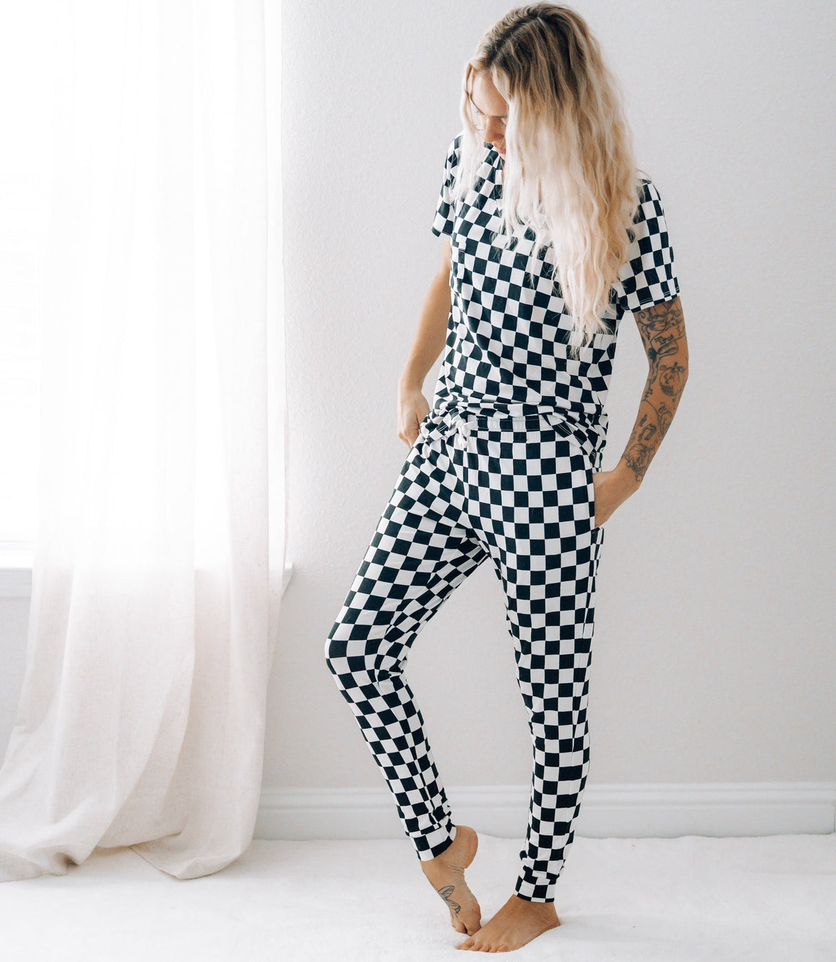 MAMA JOGGERS- B+W Check - HoneyBug