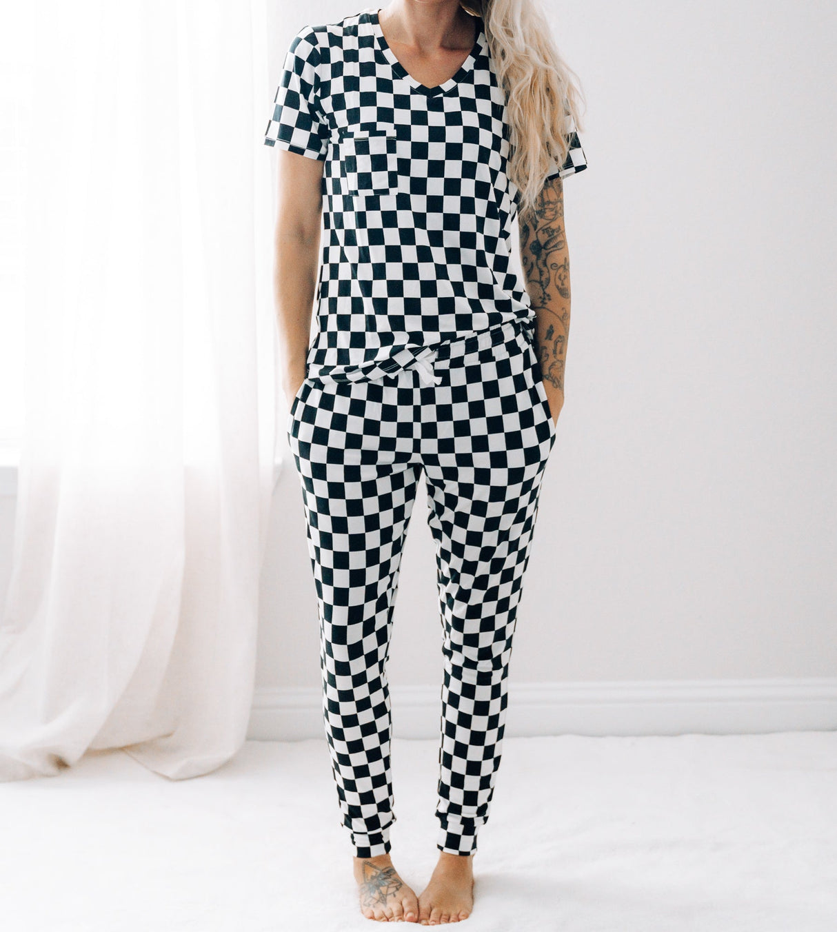 MAMA JOGGERS- B+W Check - HoneyBug