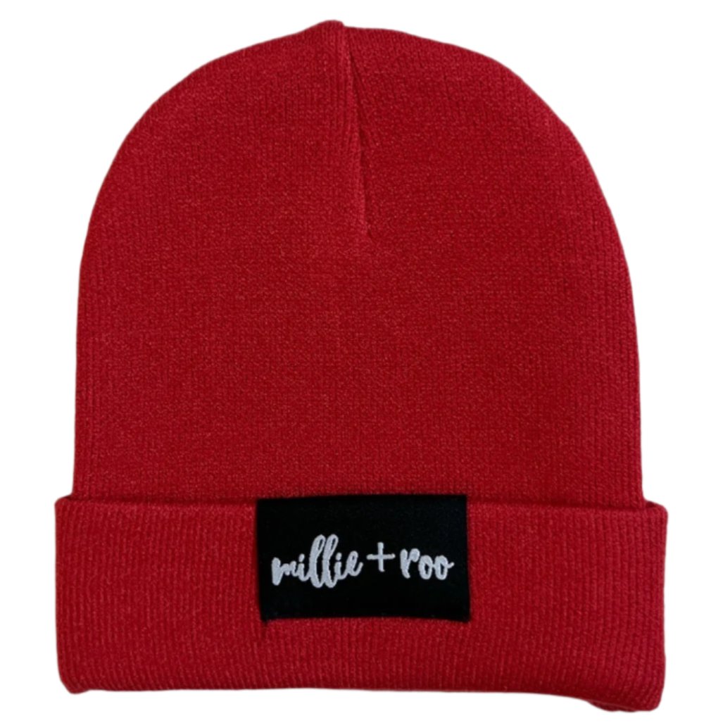 BAMBOO CUFF BEANIE- Red - HoneyBug