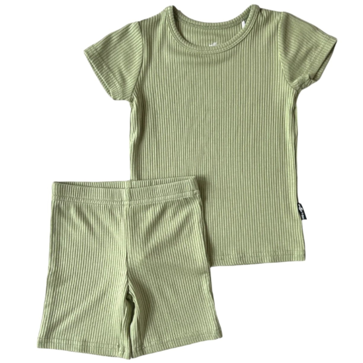 TWO PIECE SHORTIE SET- Pistachio Ribbed - HoneyBug