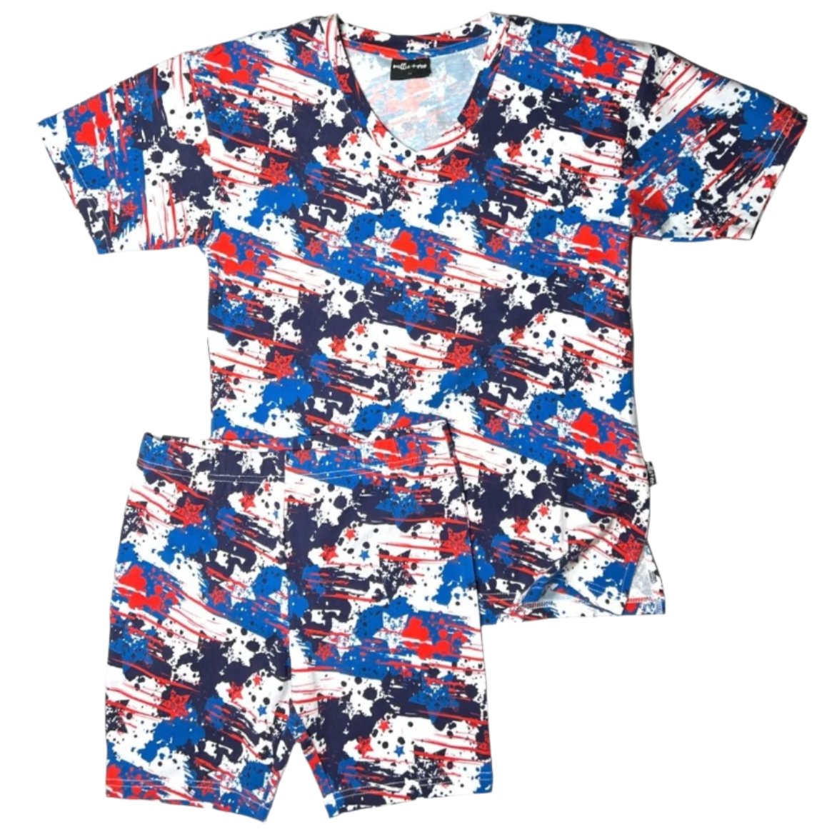 WOMANS BIKER SHORT SET- American Splatter - HoneyBug