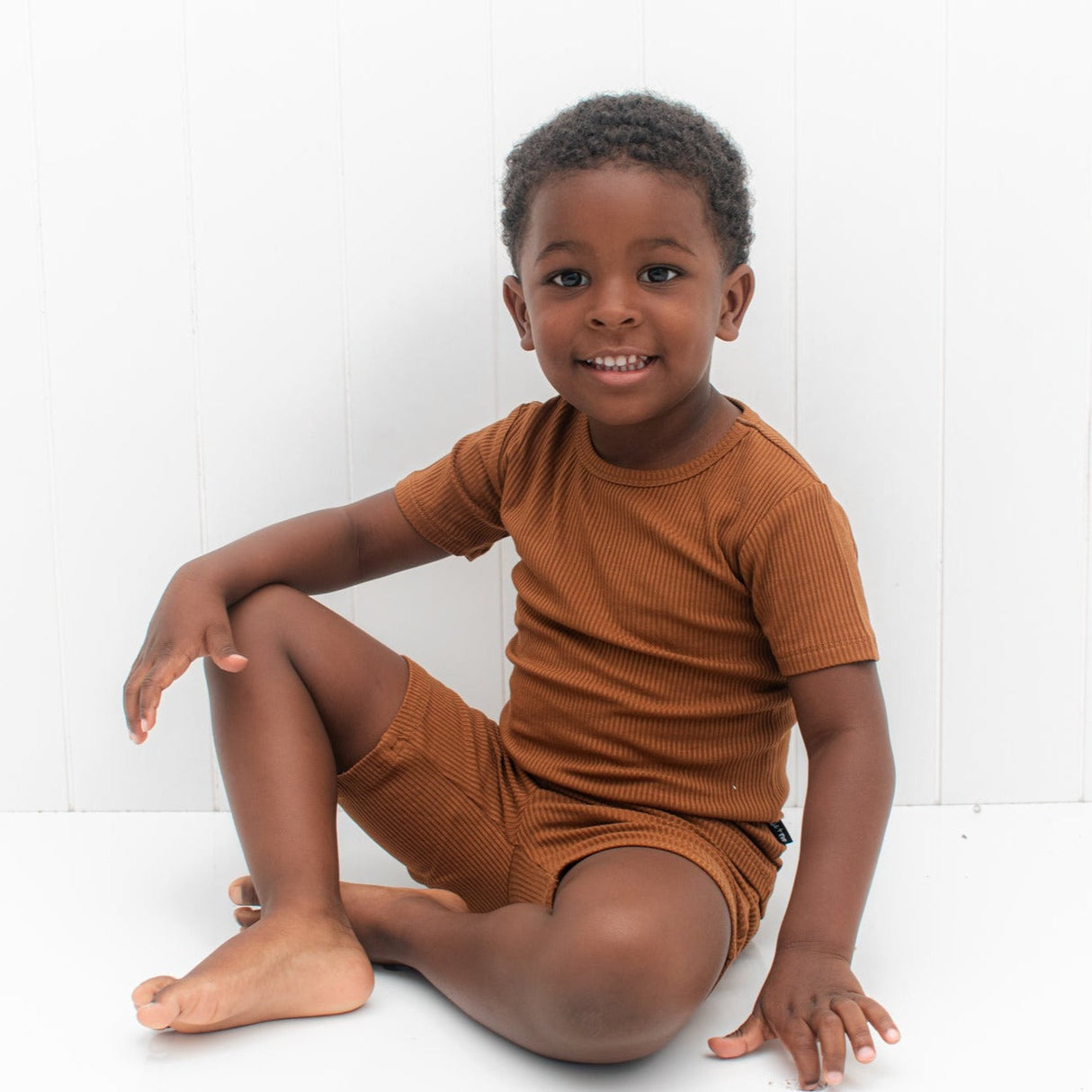 TWO PIECE SHORTIE SET- Bark Ribbed - HoneyBug