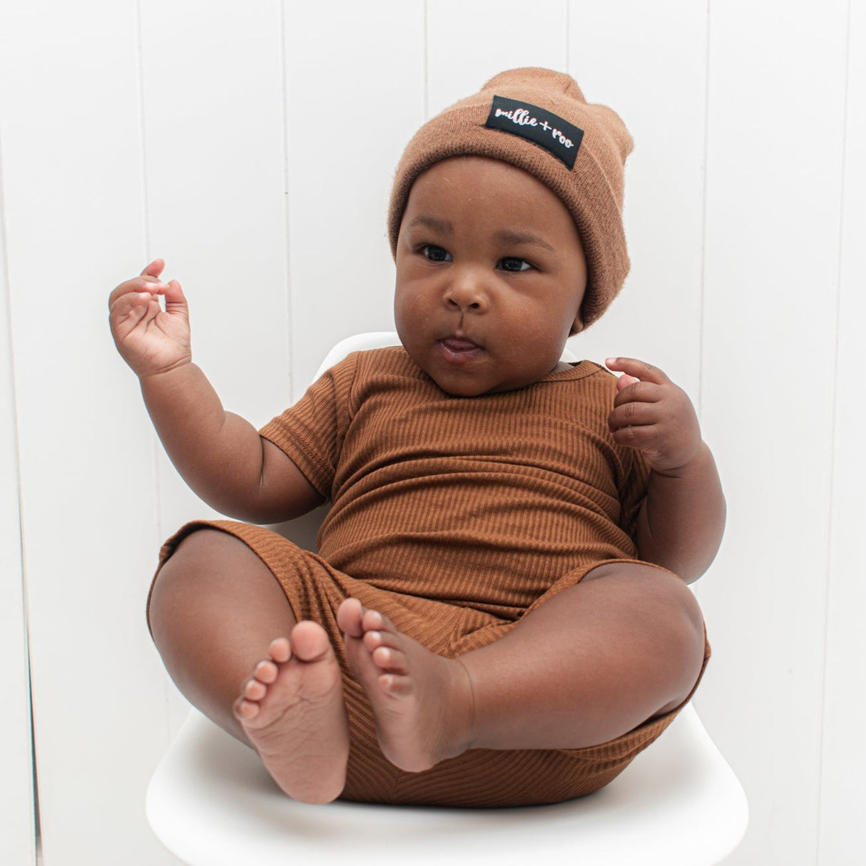 TWO PIECE SHORTIE SET- Bark Ribbed - HoneyBug