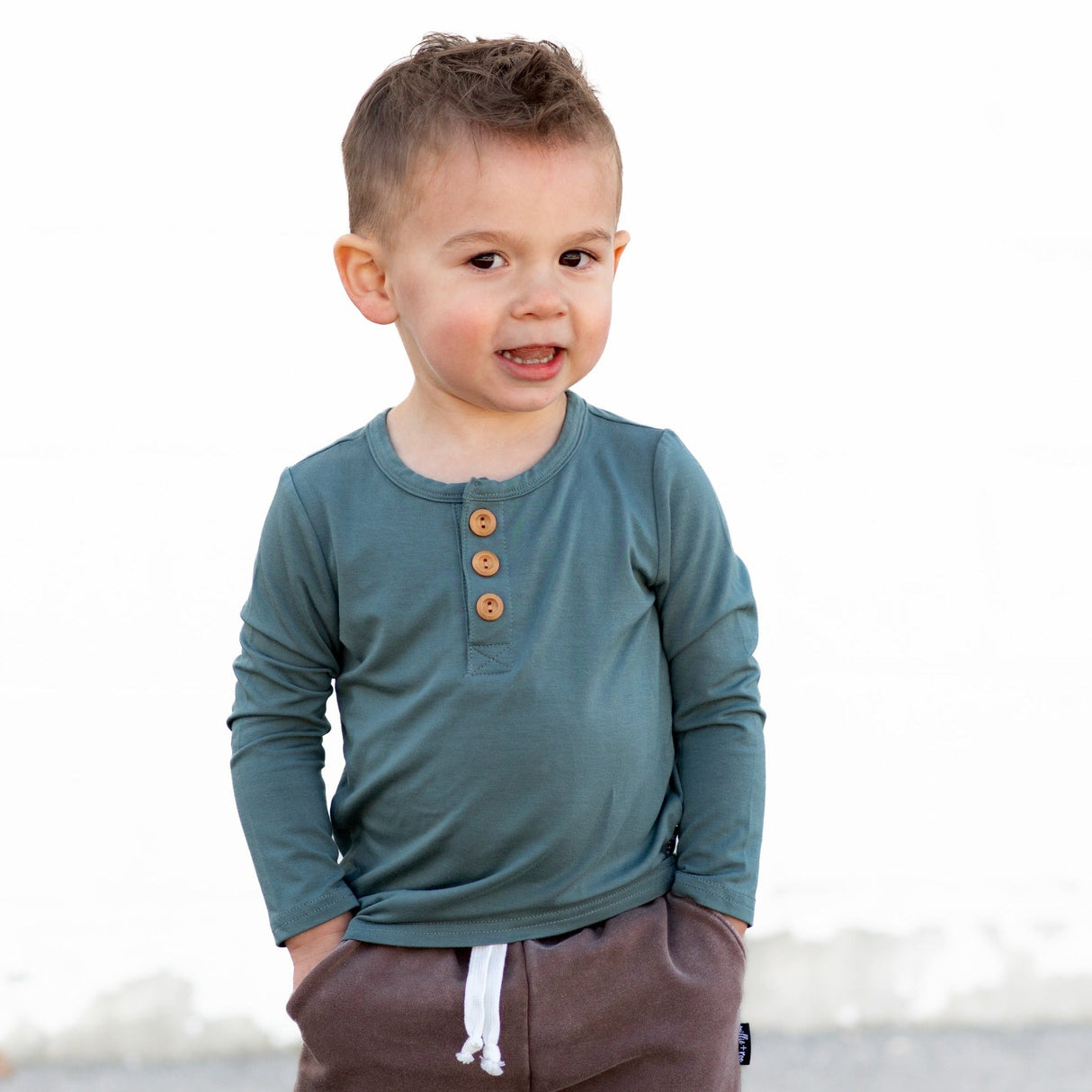 HENLEY LONG SLEEVE- Slate - HoneyBug
