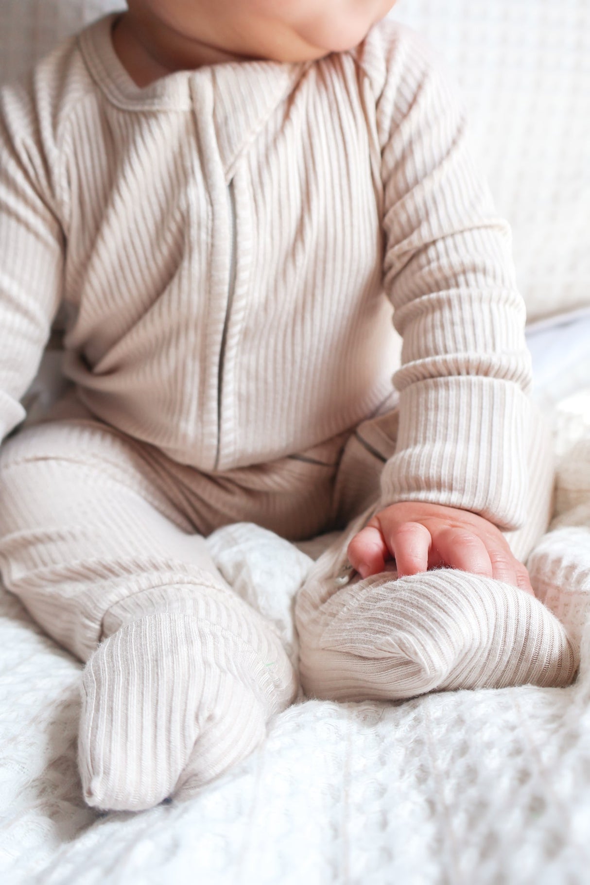Zip Romper - Clay Ribbed - HoneyBug