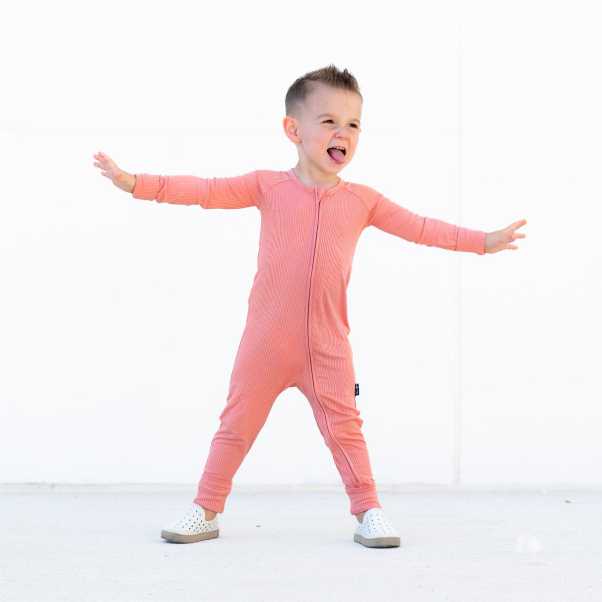 ZIP ROMPER - Red Rock Ribbed - HoneyBug