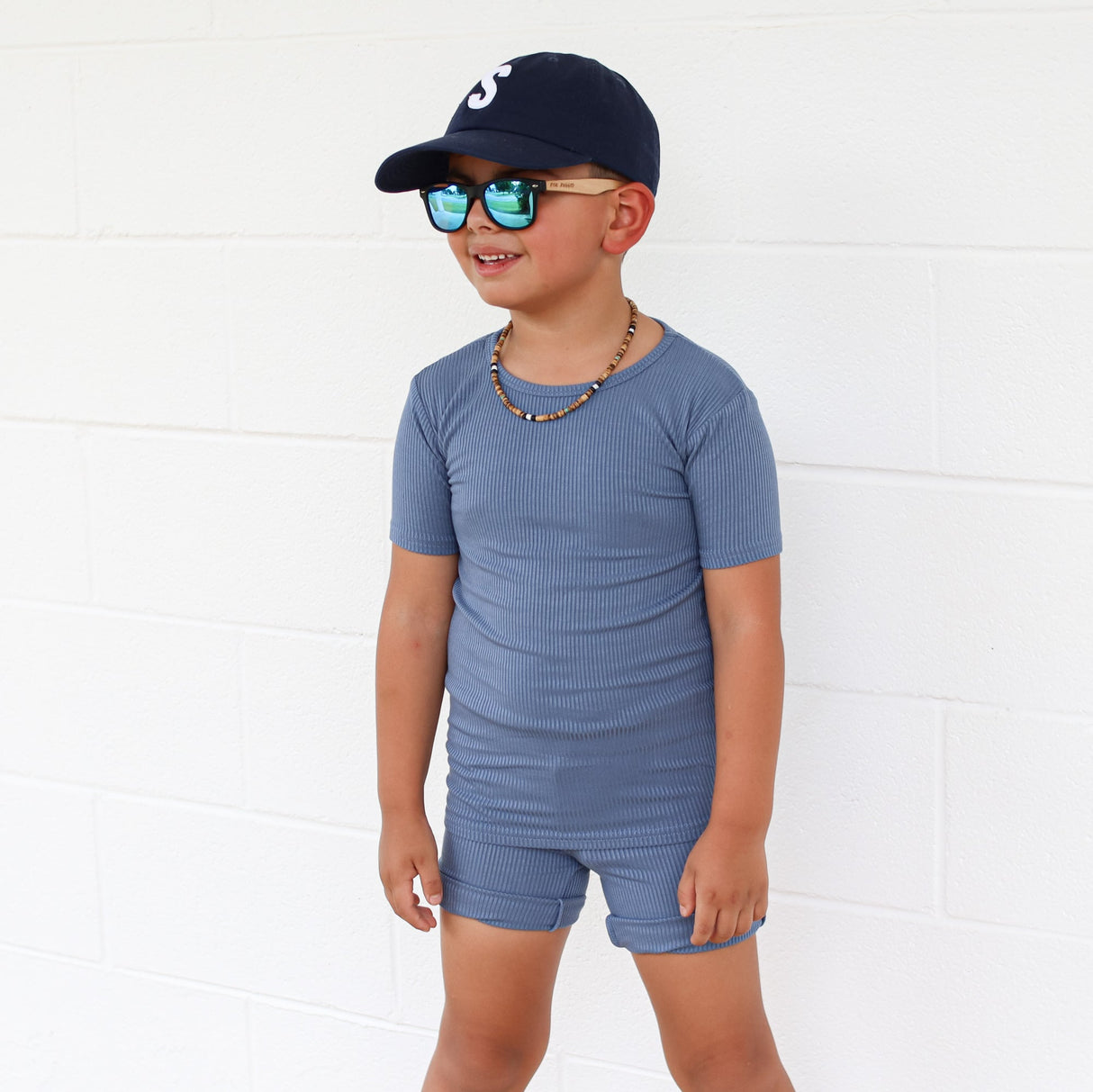 TWO PIECE SHORTIE SET- Arctic Ribbed - HoneyBug