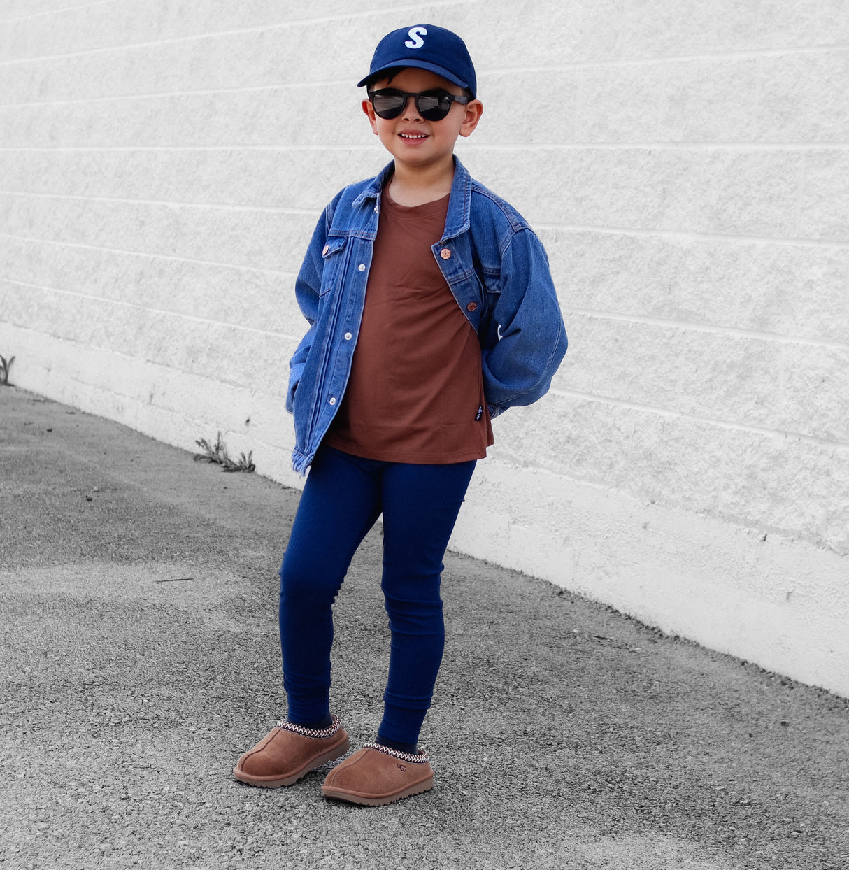 BAMBOO RIB LEGGINGS- Navy - HoneyBug