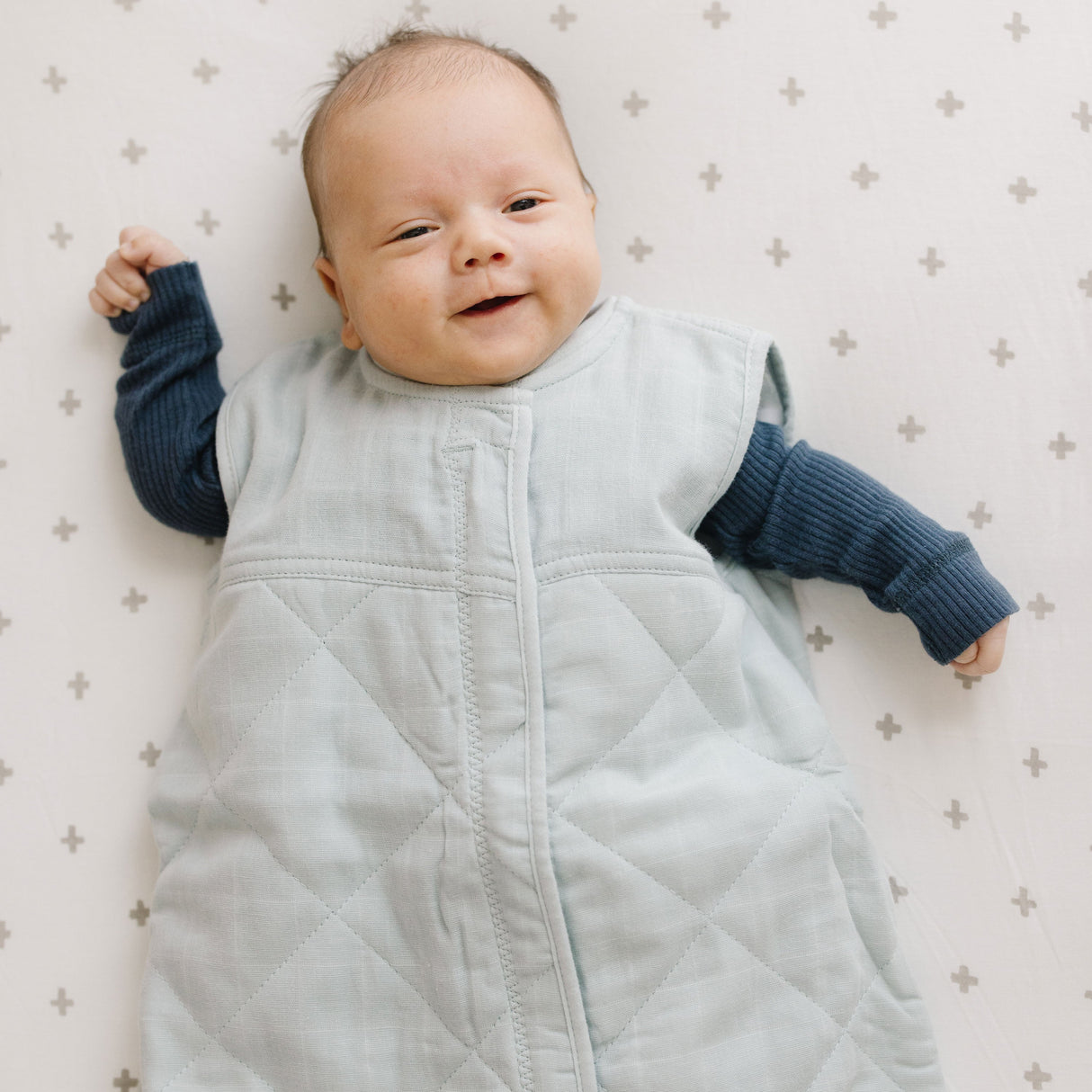 Cotton Muslin Quilted Sleep Bag - Sea Salt - HoneyBug