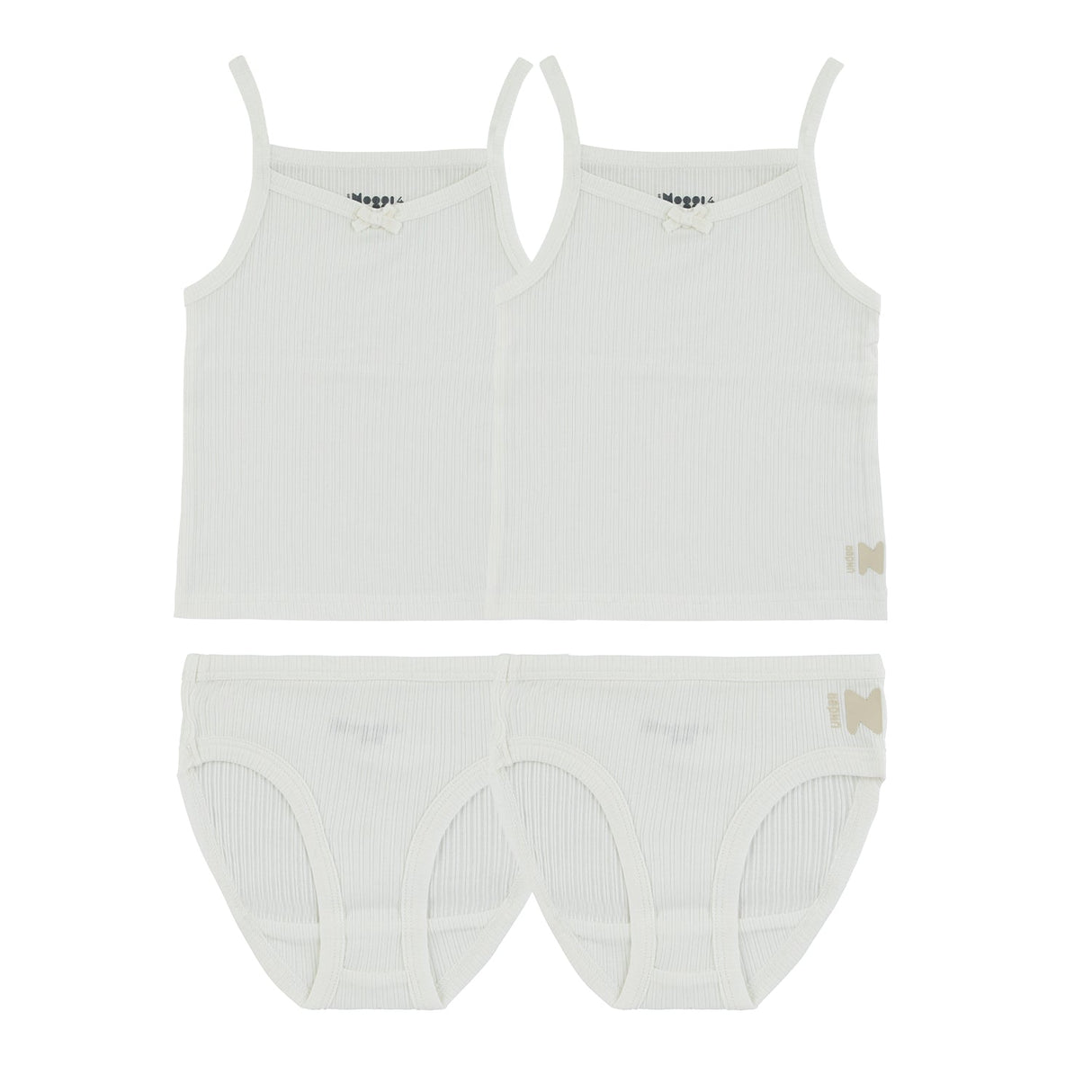 Ribbed White, Girl (2 Sets) - HoneyBug