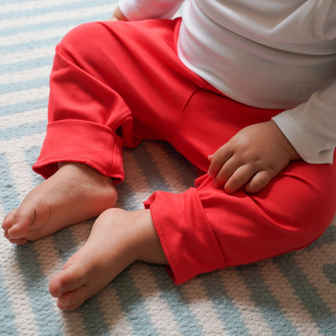 100% Peruvian Pima Cotton Jogger pants in Engine Red - HoneyBug