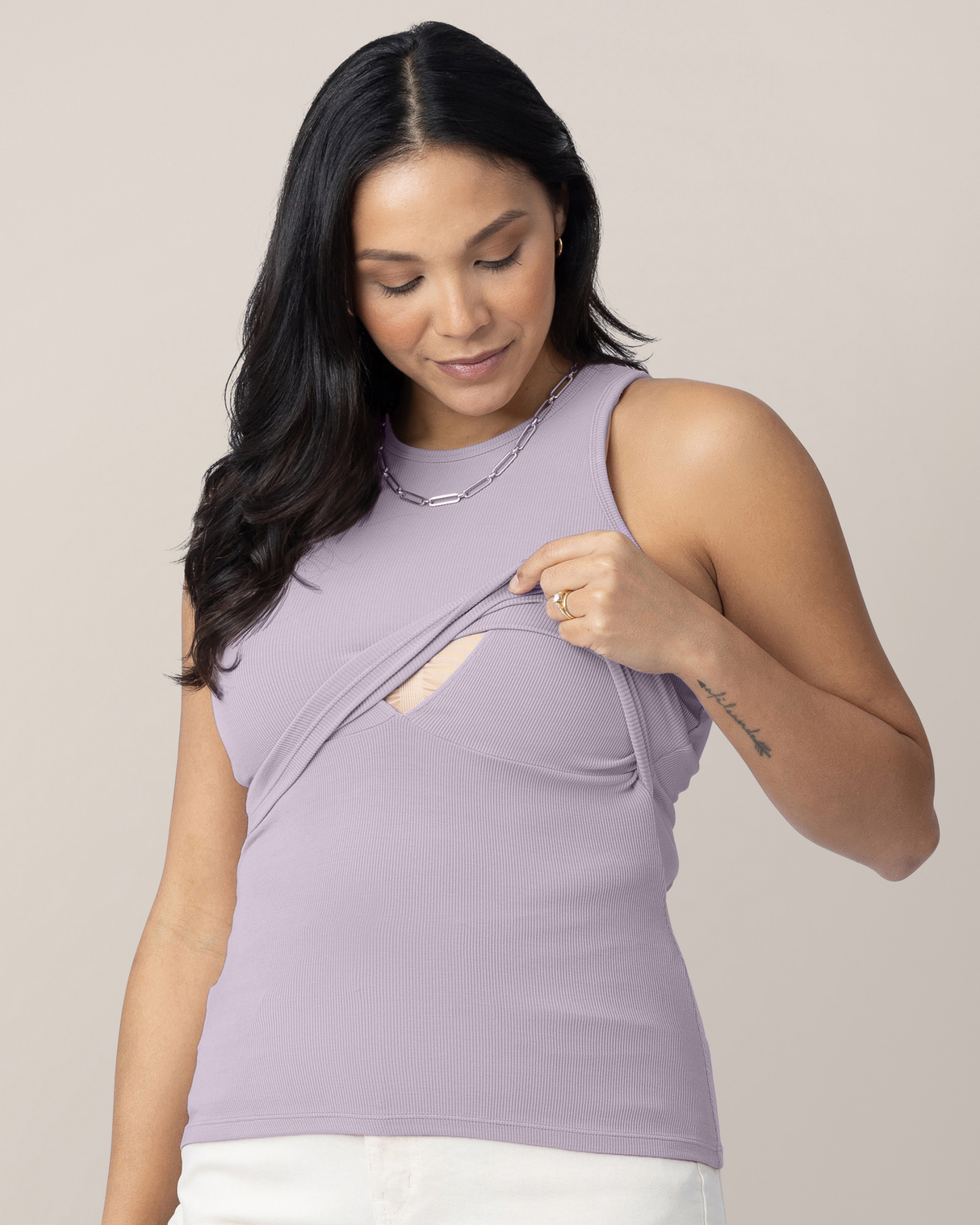Ribbed Bamboo Racerback Nursing Tank | Lavender Mist - HoneyBug