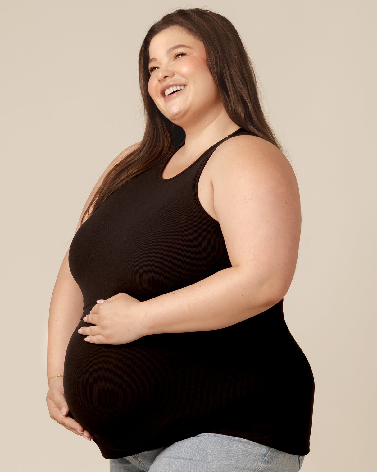 Ribbed Bamboo Racerback Nursing Tank | Black - HoneyBug