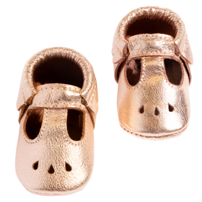 Rose Gold Mary Jane Baby Shoe - HoneyBug