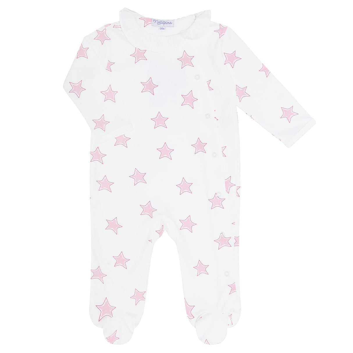 Pink Stars Print Crossover Footie