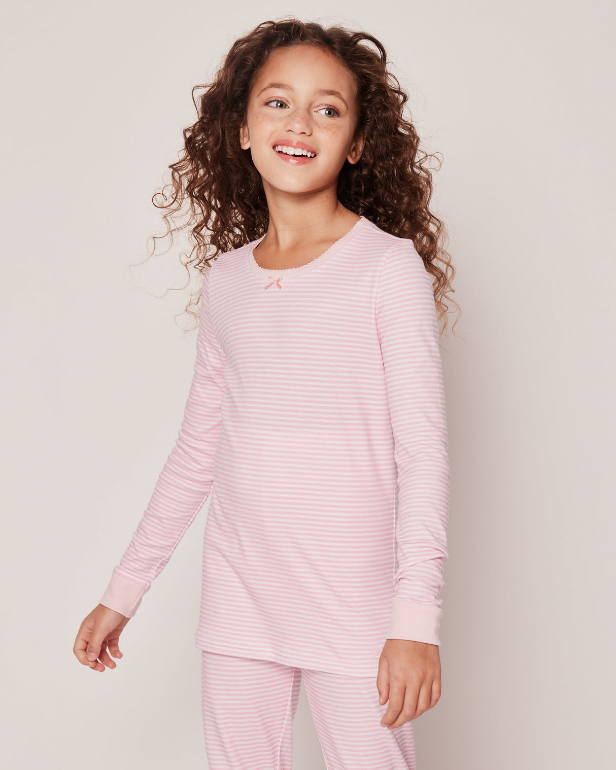 Kid's Pima Snug Fit Pajama Set in Pink Stripes - HoneyBug