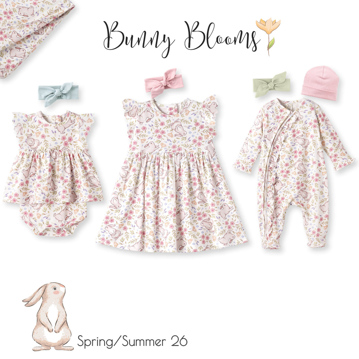 Bunny Blooms Bamboo Easter Dress for Baby & Toddler Girls