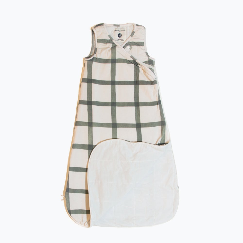 Sage Windowpane Blanket Sleeper - HoneyBug