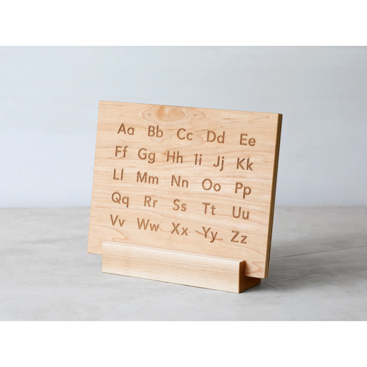 Wooden Alphabet Montessori Board and Tabletop Reference Chart • Modern Sans Serif - HoneyBug