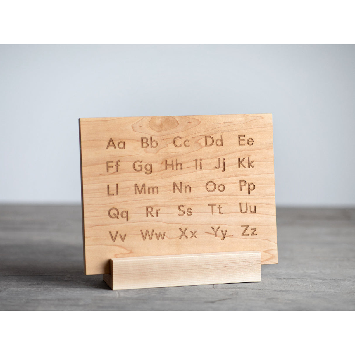 Wooden Alphabet Montessori Board and Tabletop Reference Chart • Modern Sans Serif - HoneyBug