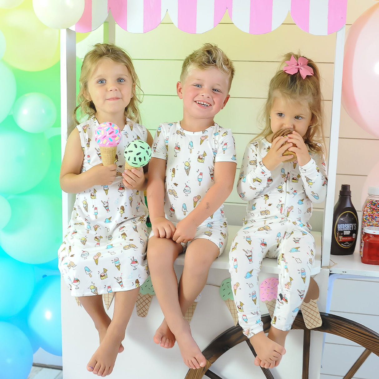 Ice Cream Bamboo Kids Pajama Short Set - HoneyBug
