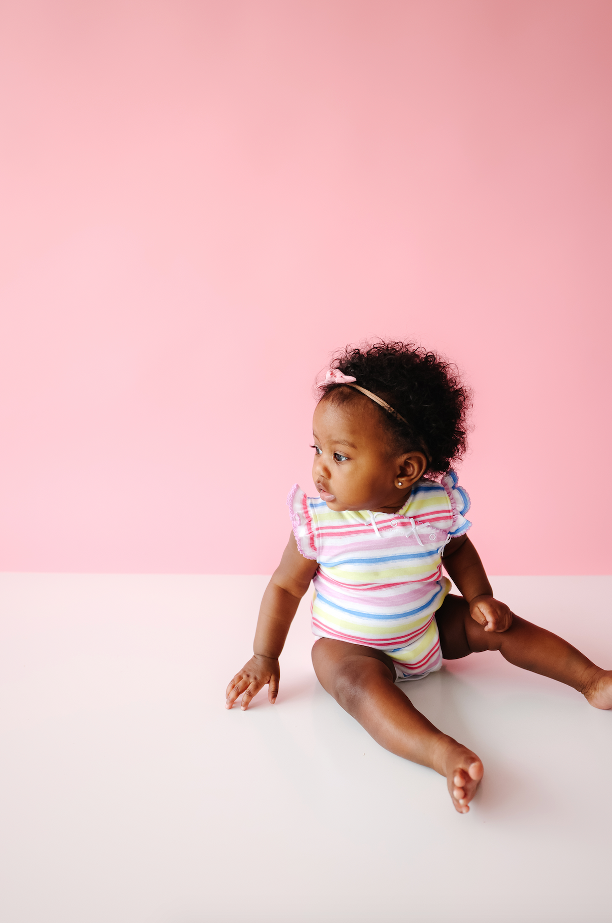 Rainbow Stripe Onesie with Bows - HoneyBug