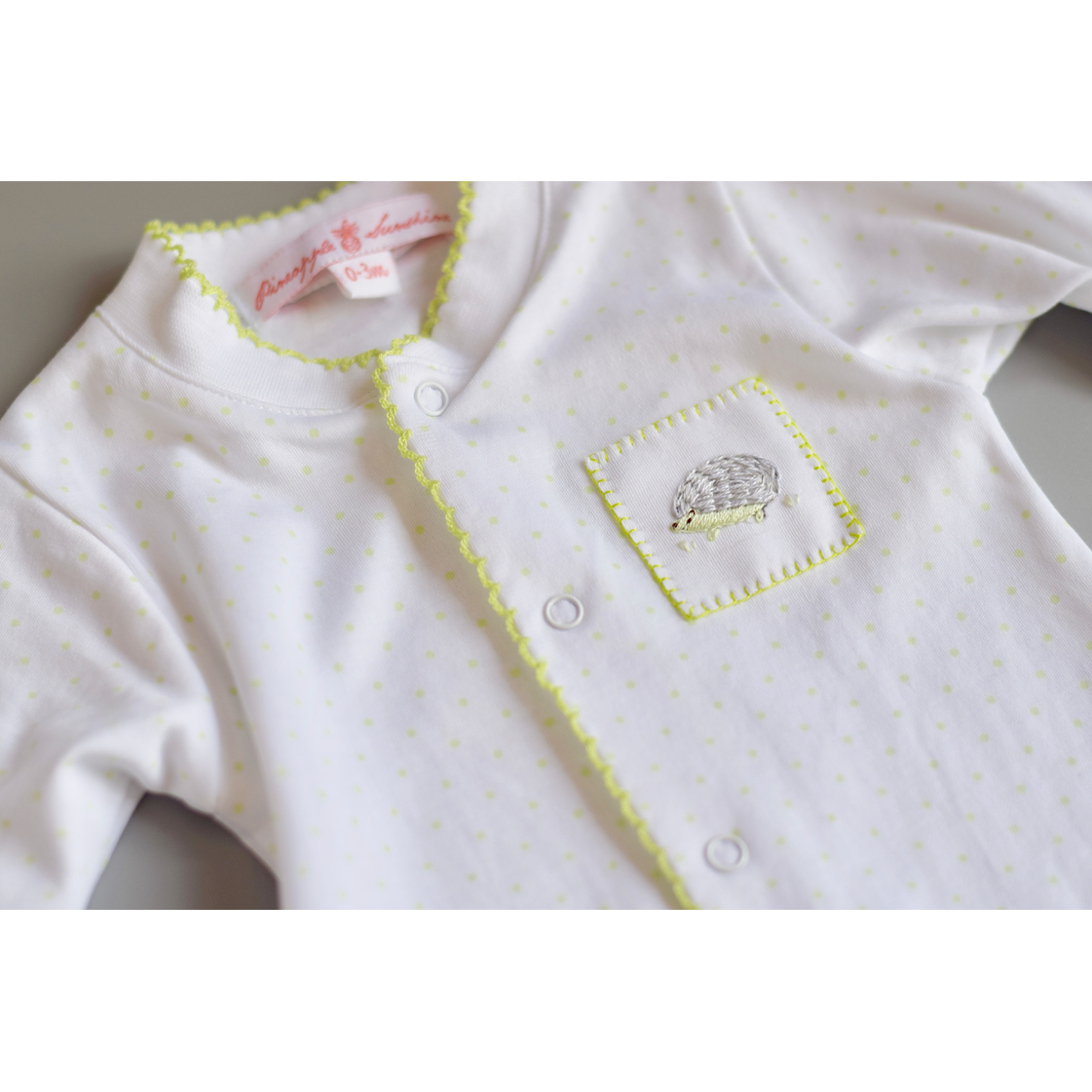 Cameryn Hedgehog Green Polka Dot Footie - HoneyBug