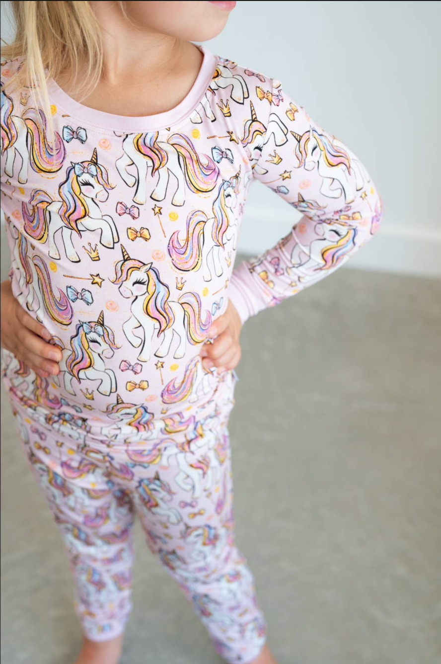 Pink Unicorn | Two-Piece Bamboo Pajama Set - HoneyBug