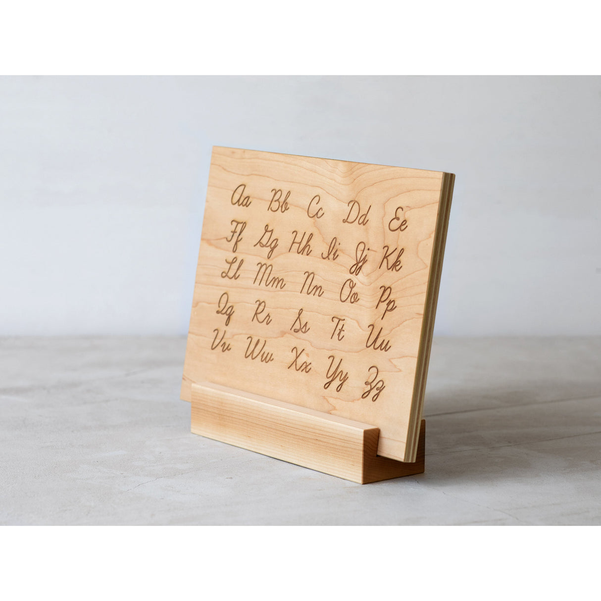 Wooden Alphabet Montessori Board and Tabletop Reference Chart โขย Classic Script Cursive - HoneyBug